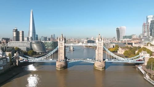 Iconic Tower Bridge Connecting London with Southwark on the Thames River