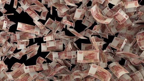 Dynamic Russian Ruble Money Bills Transition From The Corner Diagonal Wipe
