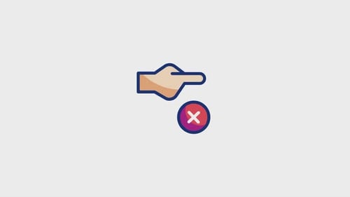 Animated Hand Pointing to Cancel or Incorrect Mark Icon