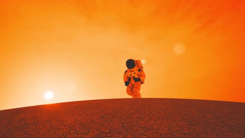 Astronaut Running on the Surface of Mars Endless