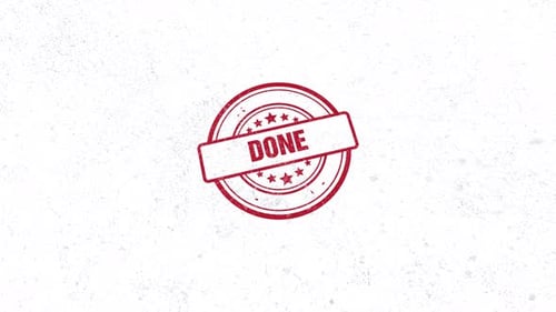 Animated Distressed Red Rubber Stamp with Done Text Imprint