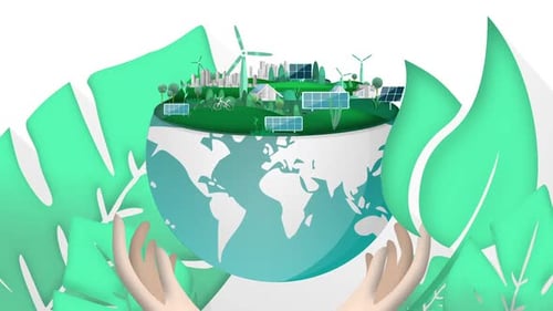 Erde mit umweltfreundlichen Energiequellen