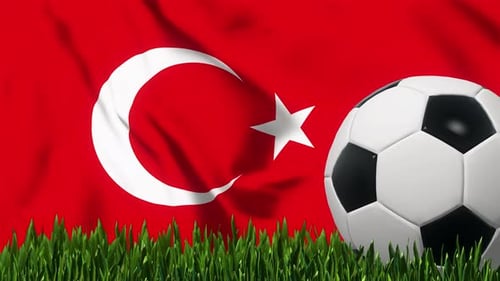 Soccer Background with Turkey Flag 4K Looped