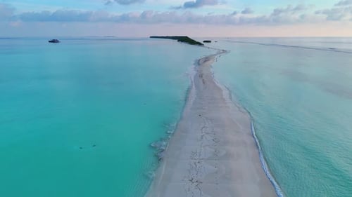 amazing Drone shot of the Dhigurah sandbank in the Maldives