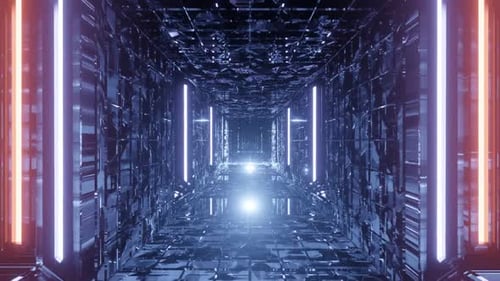 Neon geometric disco light Tunnel