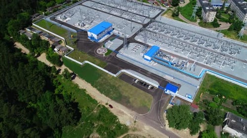 Territory of Powerful Electricity Distribution Substation