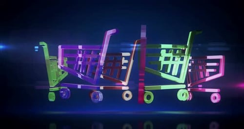 Digital Shopping Carts Futuristic Animation Loop