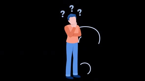 Animated Man Thinking with Question Marks Flat Design, Backgrounds ...