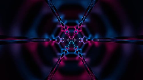 Cyan And Pink Digital Neon Geometric Infinite Cyber Tunnel Background Vj Loop In 4K