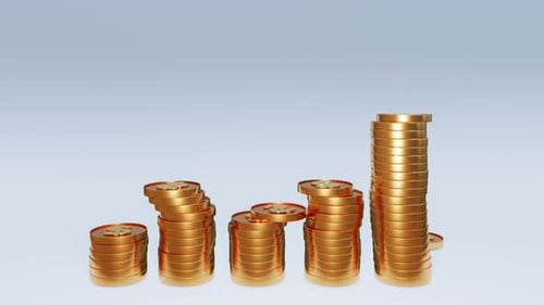 Golden Coin Stacks Financial Growth Bar Chart Animation