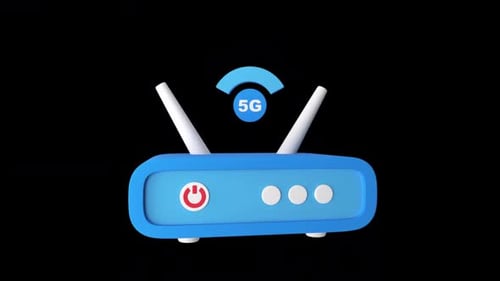 3D Animated Router with 5G WiFi Signal Icon