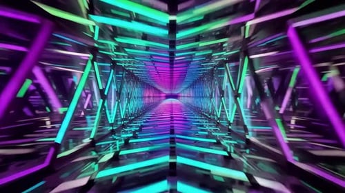 Futuristic Neon Geometric Tunnel Abstract 3D Motion Loop