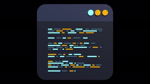 3d render coding animation. Coding screen 3d rendering. Programming with syntax code
