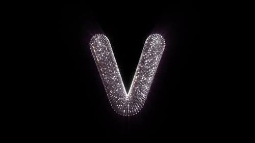 V Letter with Disco Ball aesthetics On Alpha Loop