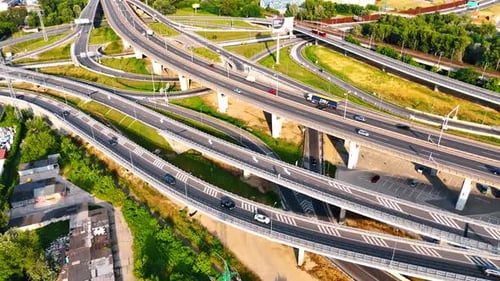 Busy European highway interchange.