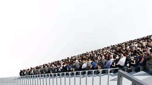 3D People Sitting on Stadium with Alpha Channel Background