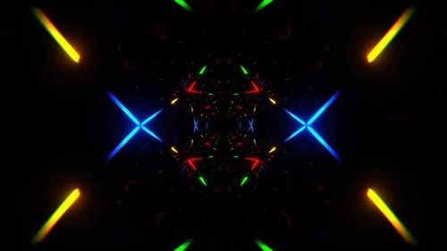 Multicolor Neons Moving Mirror Tunnel Background Vj Loop In 4K