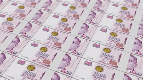 1000 SINGAPORE DOLLAR banknotes printed by a money press