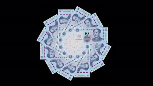 Yuan Money Rotate Animation 4K On Alpha