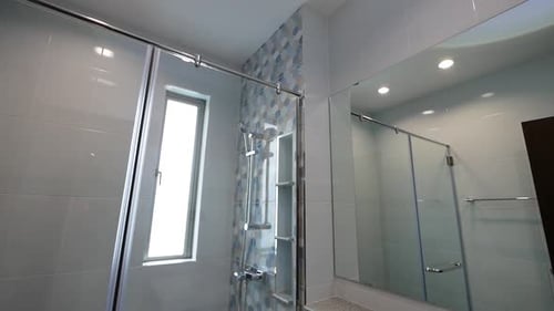 Clean White Tiles Bathroom Interior Design