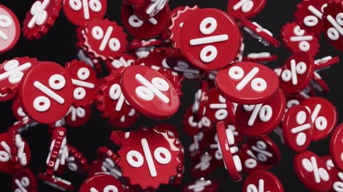 Falling Red 3D Percentage Symbols Sales Promotion Background