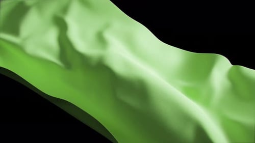Abstract Green Fabric Flowing on Black Background