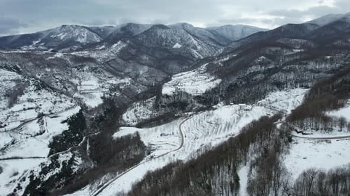 Aerial Snowy Mountains