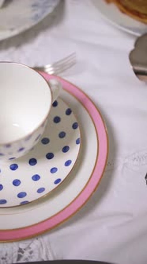 Tea Cup, Table Setting and Table Cloth