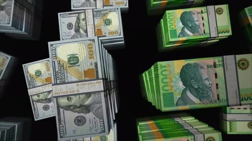 US Dollar and Albania Lek money exchange loop