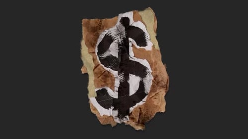 Grunge Paper Tear Reveal of a Distressed Dollar Sign