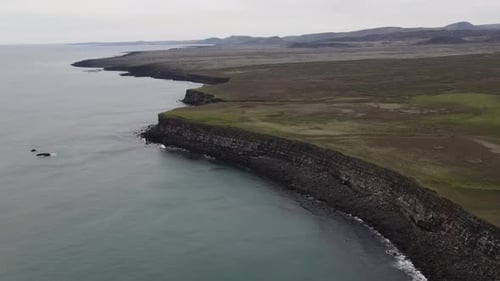 Aerial view over Krísuvíkurberg Cliffs, Iceland