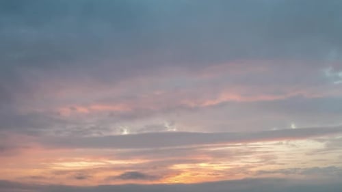 View of beautiful sunset sky with clouds.