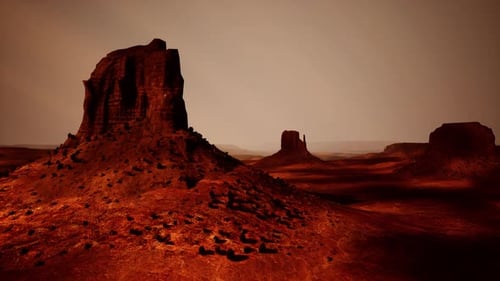 Massive Rock Formation in Desert