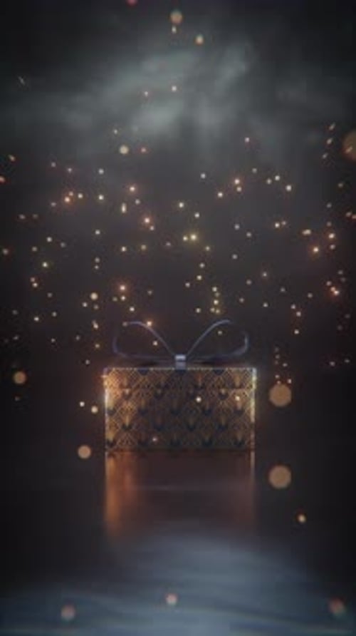 Decorative Gift Box Opening with Shimmering Light Reveal