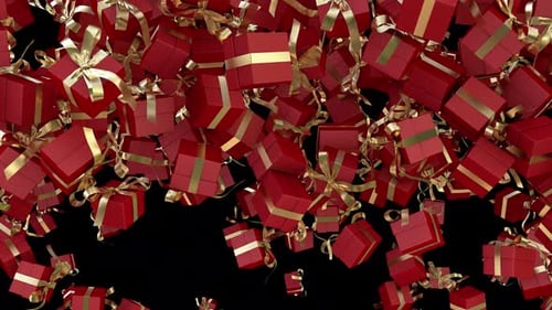 Christmas Red Gift Boxes Filling Transition