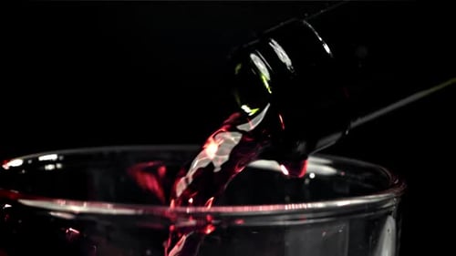 Pouring Red Wine into a Glass Close-Up