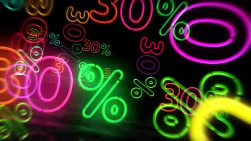 Dynamic Neon 30 Percent Discount Sale Animation