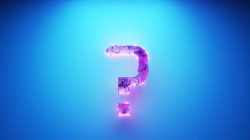 Question animation. The appearance of a neon question mark. Question mark rotation.