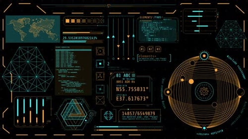 Tela animada de alta tecnologia com recursos de observação e navegação