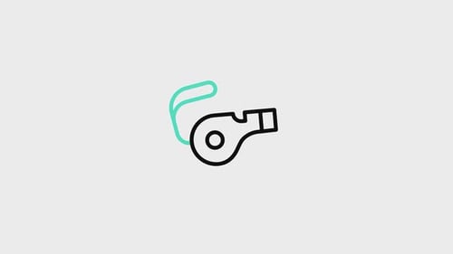 Animated Line Art Whistle Icon for Sports and Coaching