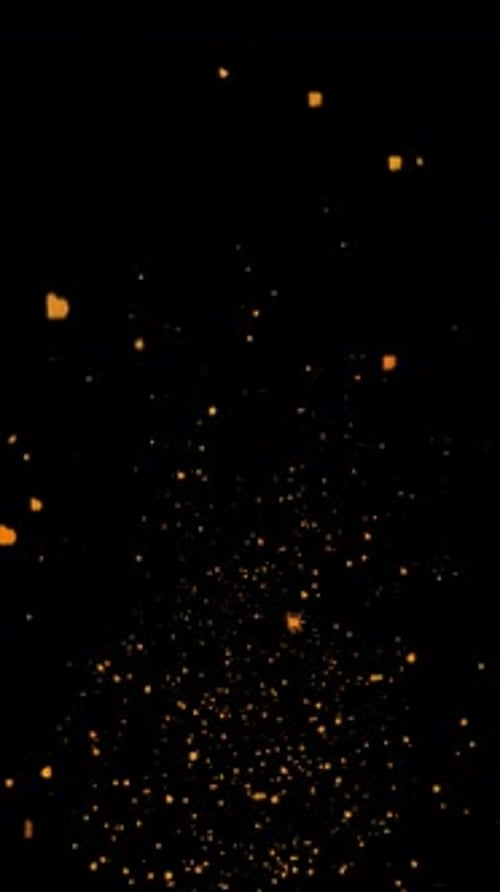 Fire Ash Particles Rise Up On Black Background