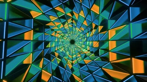 Abstract Geometric Neon Tunnel Loop Background Animation