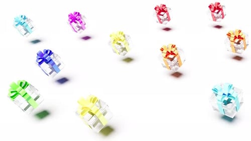 Colorful Transparent Gift Boxes Floating Celebration Loop