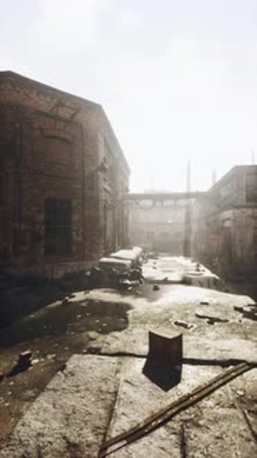 Derelict Street With Cityscape in Background Vertical