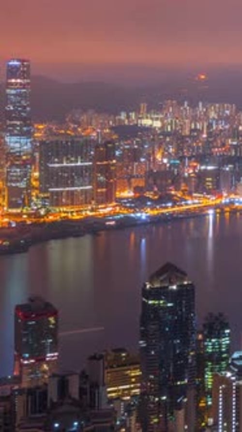 Vertical View Of Hong Kong Cityscape, China