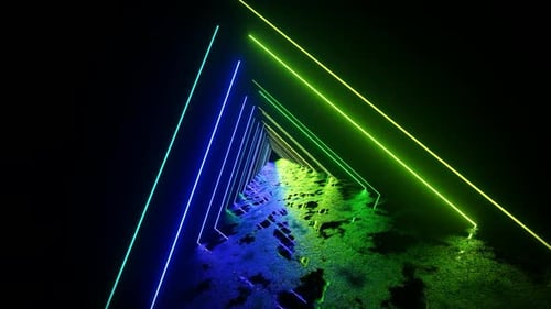 Colorful Triangle Neon Light Tunnel Background