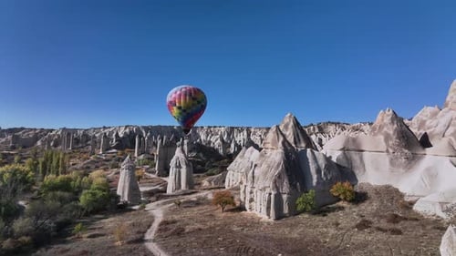Colorful Lonely Balloon In The Valley Of Love In Cappadocia