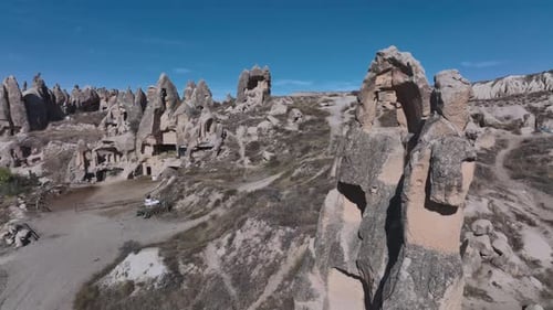 Caves In The Valley Of Cappadocia, Turkey, Aerial View
