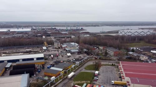 Smooth Aerial of Riga Andrejsala Port and Maritime Trade