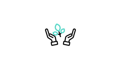 Minimalist Line Art Animation of Hands Holding a Growing Sprout